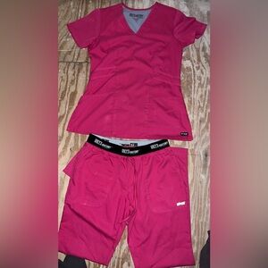 greys anatomy straight leg scrub pants and top pink